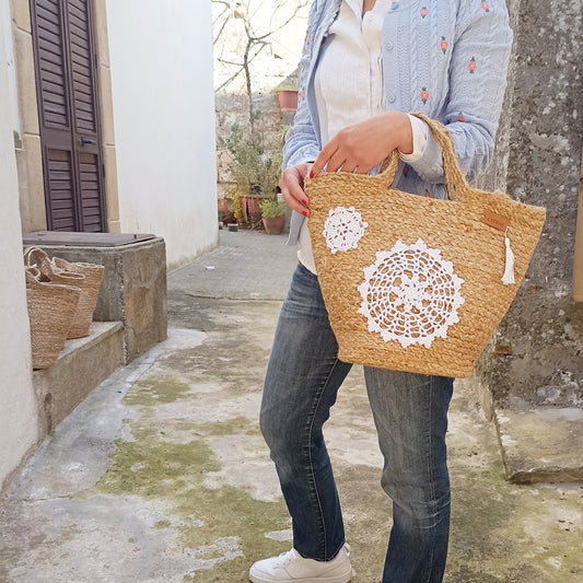 Borsa Paglia con UN CENTRINO GRANDE e UNO PICCOLO