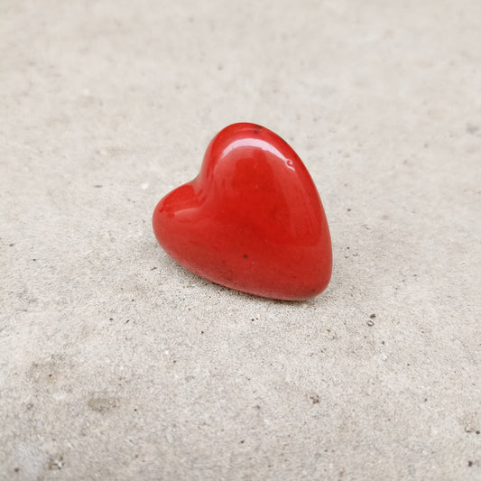 ANELLO CUORE ROSSO BRILLANTE CERAMICA