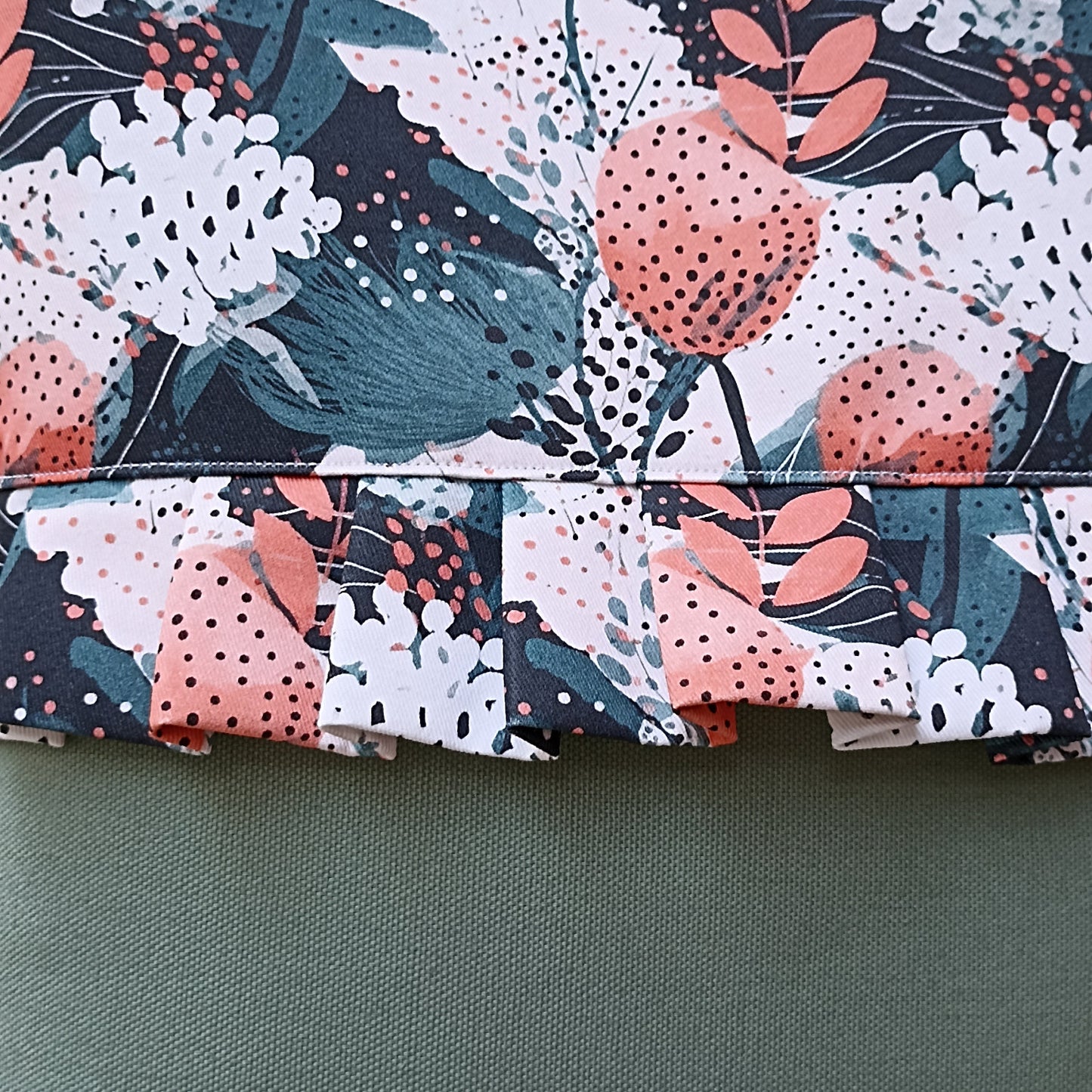 Shopper SOFFIONI e FIORI COLOR PESCA con base VERDE MENTA