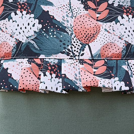 Shopper SOFFIONI e FIORI COLOR PESCA con base VERDE MENTA