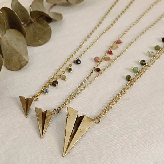 Collana AEREO ORIGAMI MEDIO con pietre dure