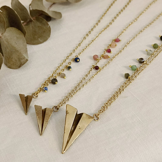 Collana AEREO ORIGAMI GRANDE con pietre dure
