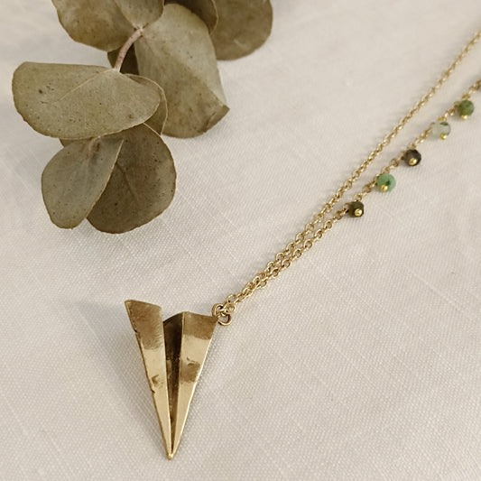 Collana AEREO ORIGAMI GRANDE con pietre dure