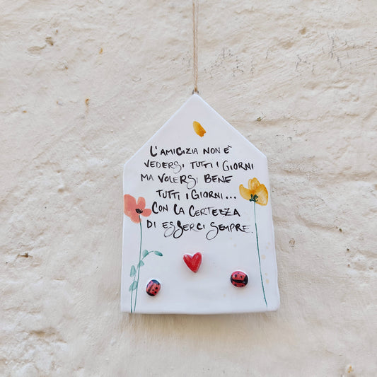 CASINA L'AMICIZIA NON E' VEDERSI TUTTI I GIORNI... con fiori e coccinelle
