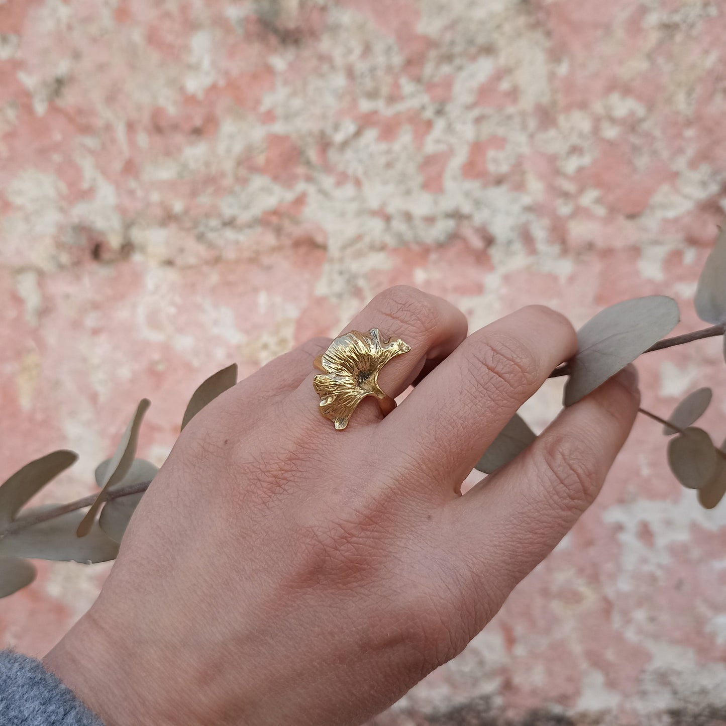 Anello GINKGO in bronzo