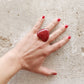 ANELLO CUORE ROSSO SCURO CERAMICA