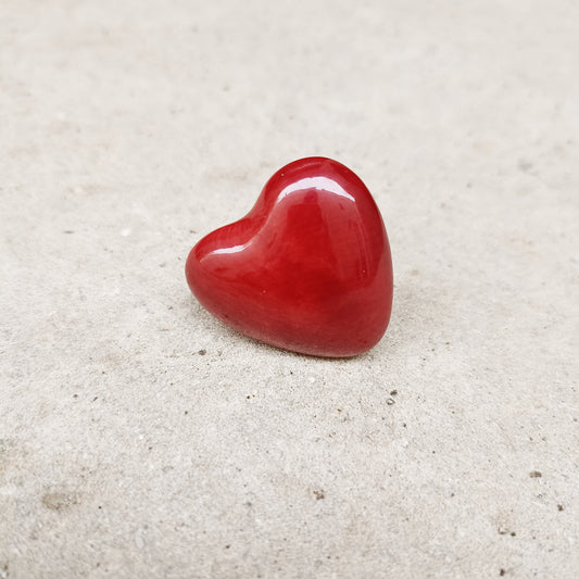 ANELLO CUORE ROSSO SCURO CERAMICA