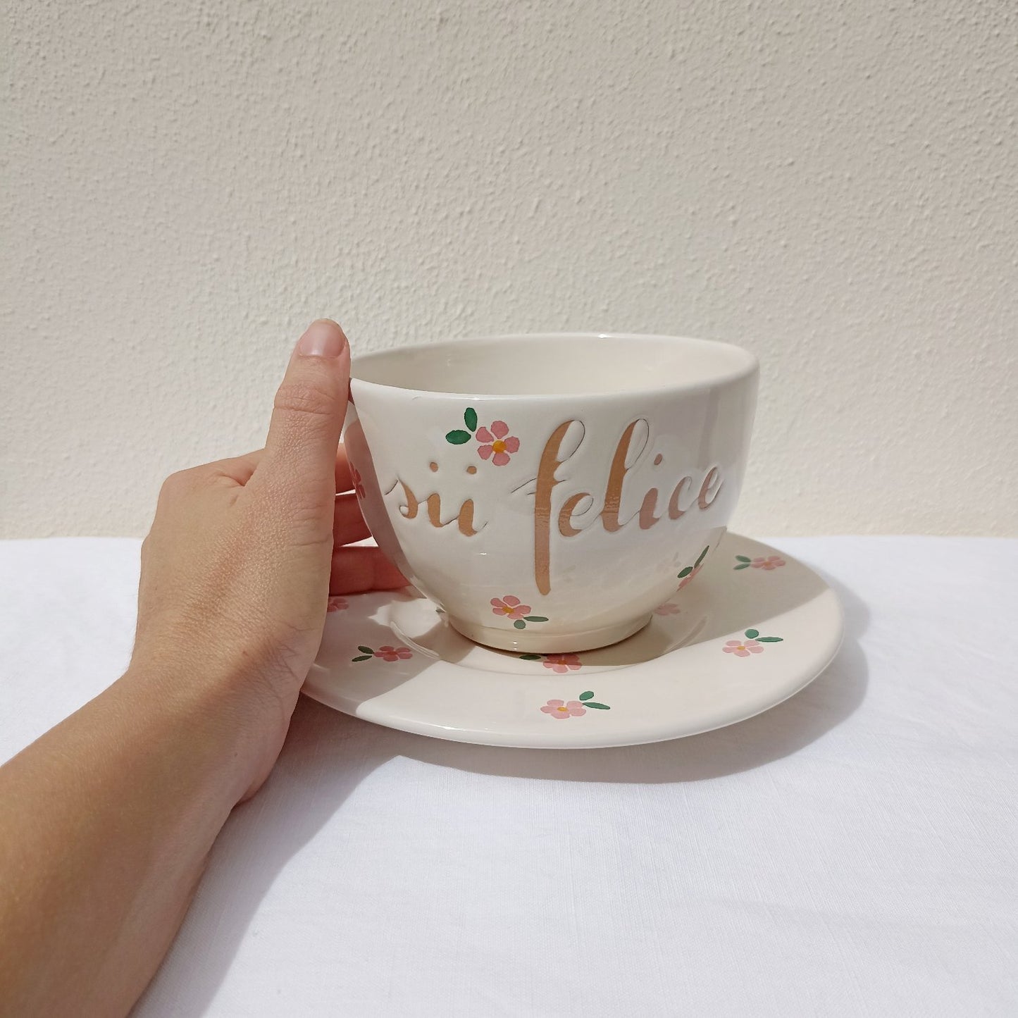 Tazza SII FELICE fiori ROSA