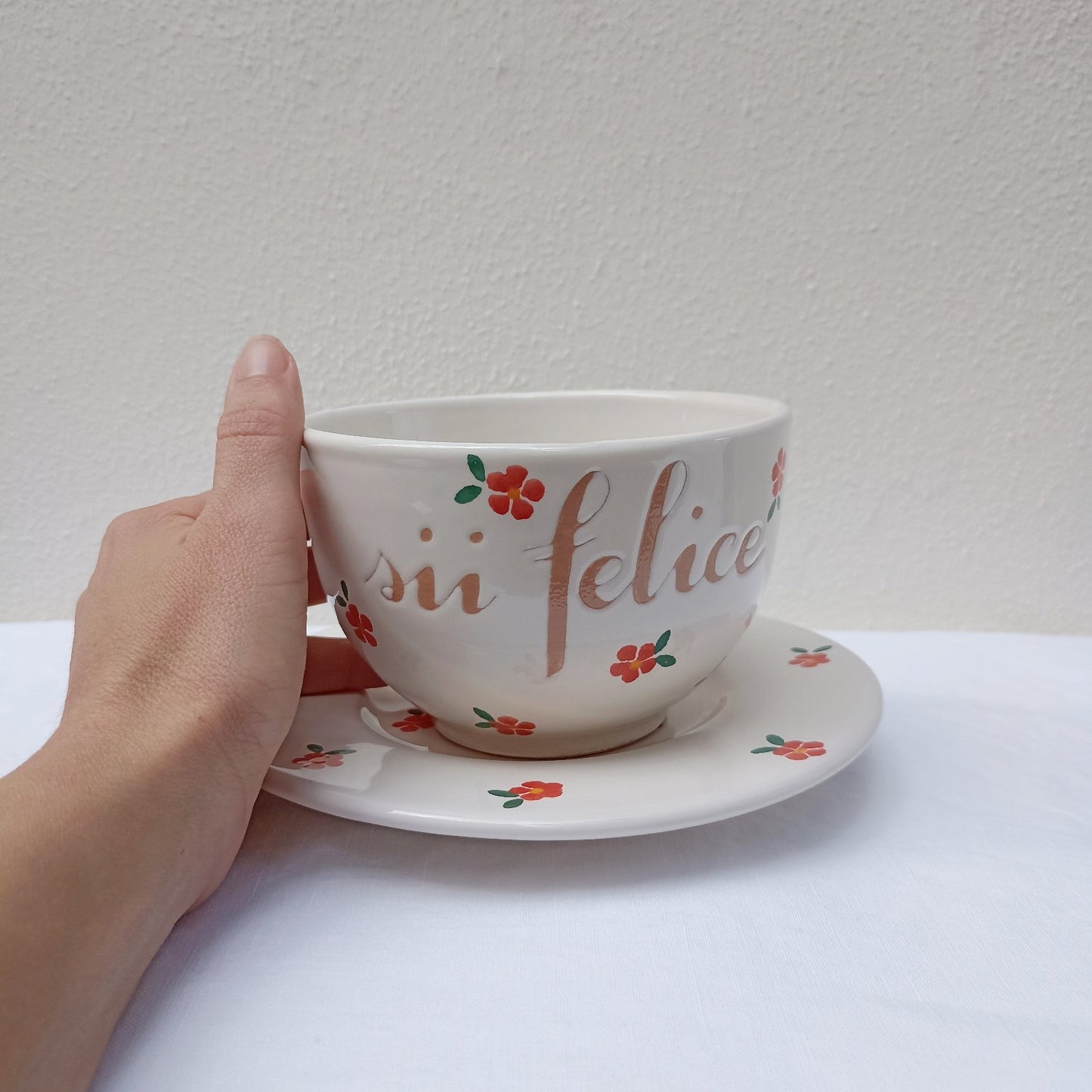 Tazza SII FELICE fiori ROSSI