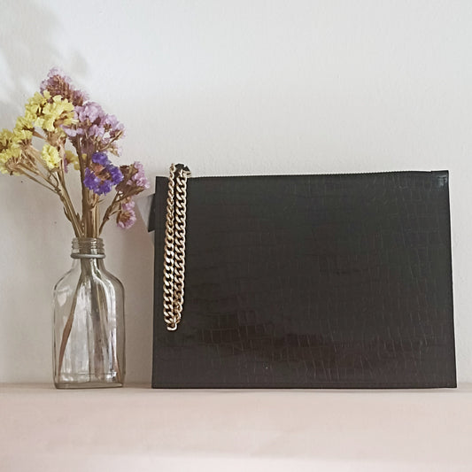 Pochette in pelle Cocco Nera