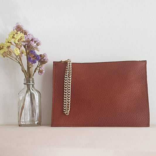 Pochette in pelle Cognac