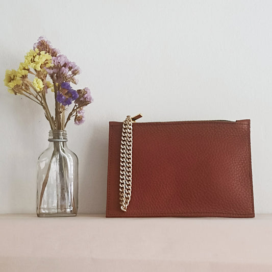 Pochette Pocket  in pelle Cognac